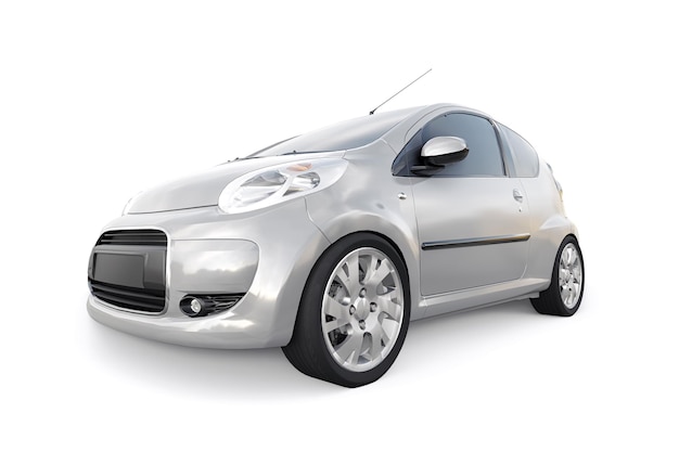 Gray metallic ultra compact city car for the cramped streets of historic cities with low fuel consumption 3d rendering