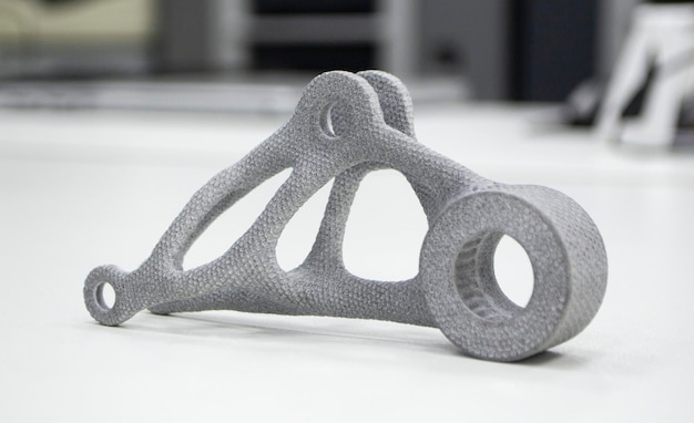 Gray models printed on 3D printer in laboratory office