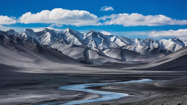 Gray mountains landscape