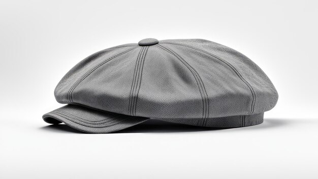 색 배경에 고립 된 회색 뉴스 보이 모자