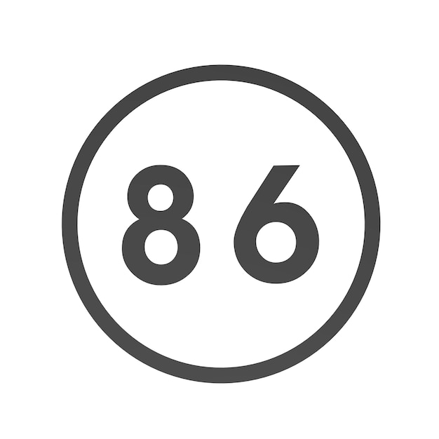 색 배경에 회색 숫자 86 원으로 숫자와 숫자를 숫자로 표시하여 이미지를 렌더링합니다.