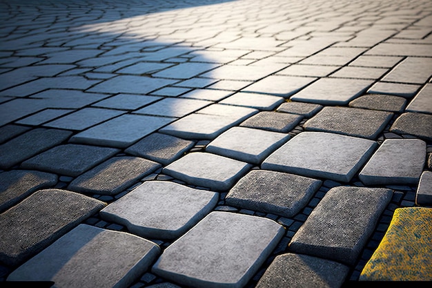 Gray paving stones on road concrete pavement section