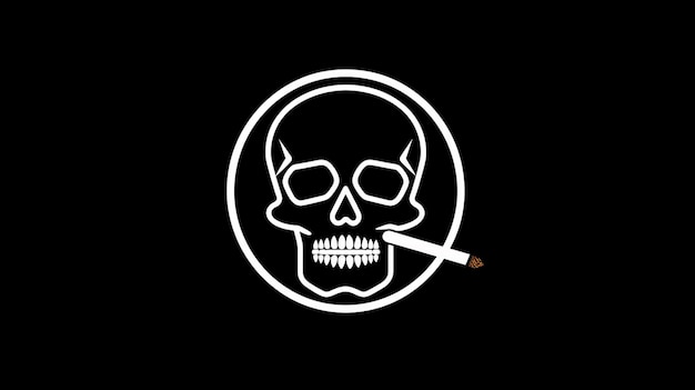 Photo gray pictogram depicting skull smoke black background picture ai generated art