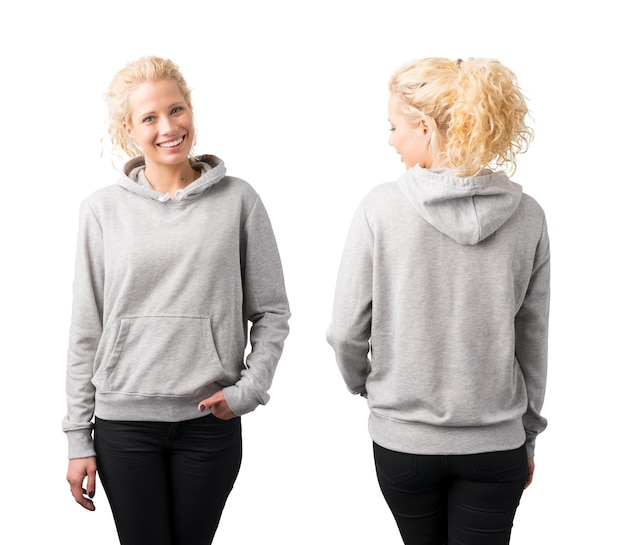 Foto mockup di felpa con cappuccio pullover grigio