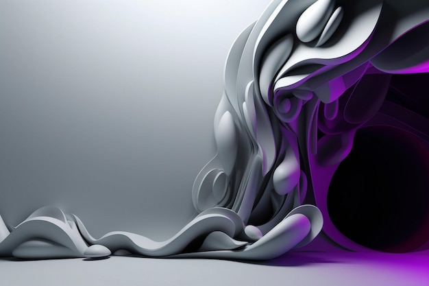 A gray and purple background with a purple background and a black door.