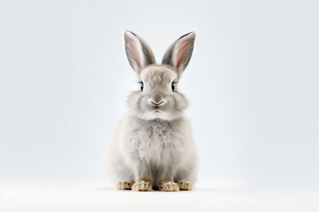 A gray rabbit with a white background