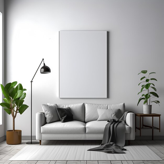 Gray room with wall mockup