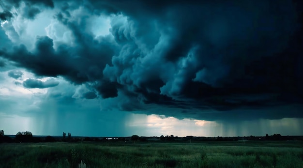 Gray storm clouds and large storm clouds