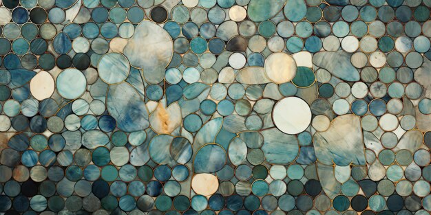 Photo a gray and teal tiled pattern with circles abstract background design illustration