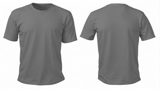 Gray tshirt mock up front view isolated on white