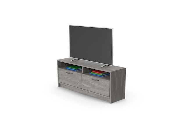 Photo gray tv stand with tv