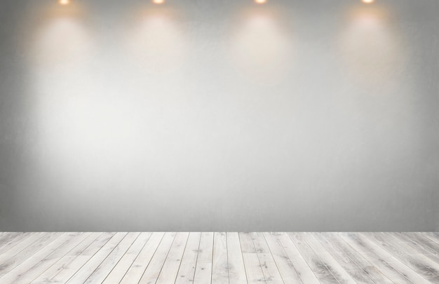 Photo gray wall with a row of spotlights in an empty room
