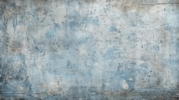 灰色の壁に白と青のペイントが施されています。