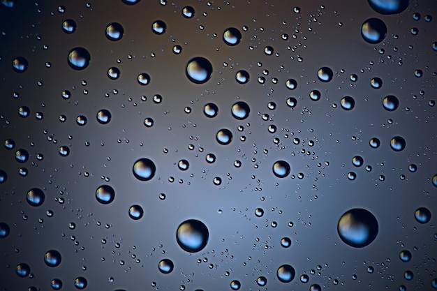 写真 灰色の濡れた背景/窓にオーバーレイする雨滴、天気、透明なガラスの上の水雨の背景滴