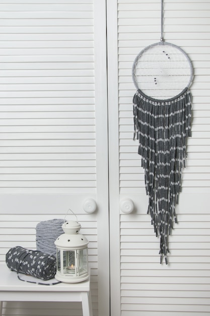 Gray white dream catcher 