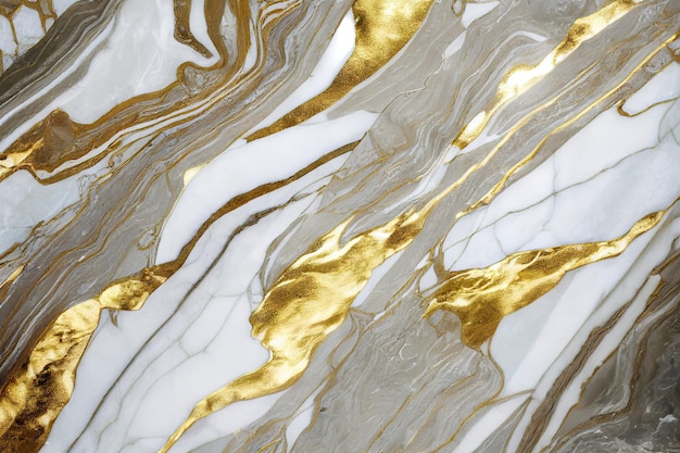 ゴールドの液体大理石のテクスチャ背景を持つグレーと白