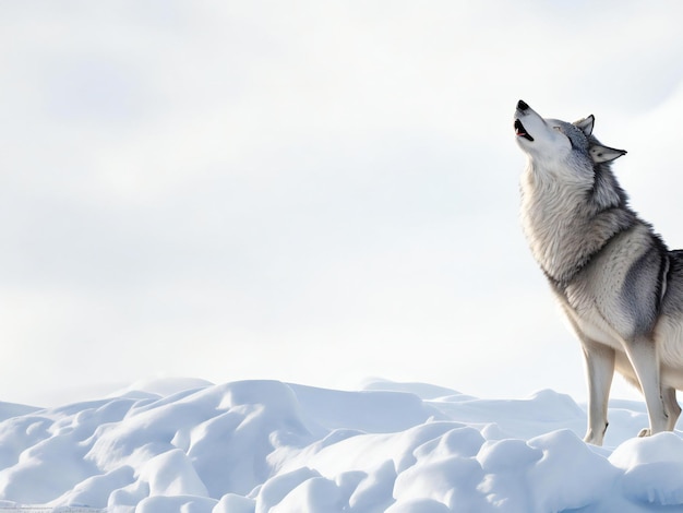 Gray wolf howling in arctic wilderness area ai generated