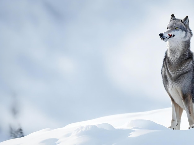 Gray wolf howling in arctic wilderness area ai generated