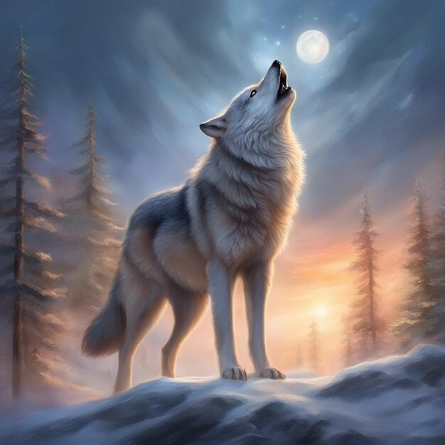 Premium AI Image | Gray Wolf Howling In The Wilderness Area wallpaper