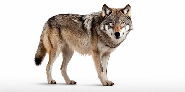 Gray wolf isolated on white background Generative AI