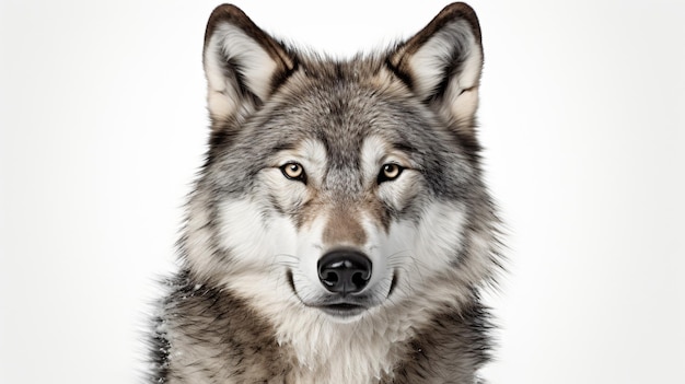 Gray wolf on a white background