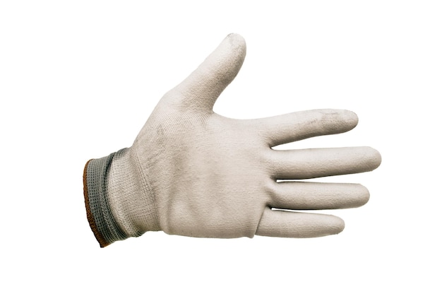 白い背景で隔離の灰色の作業手袋