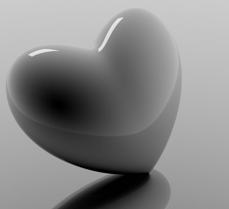 फोटो grayscale heart illustration on gray background with shadow
