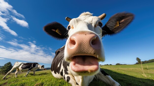 Photo grazing cow eating