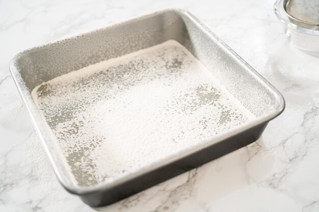 Greasing baking pan