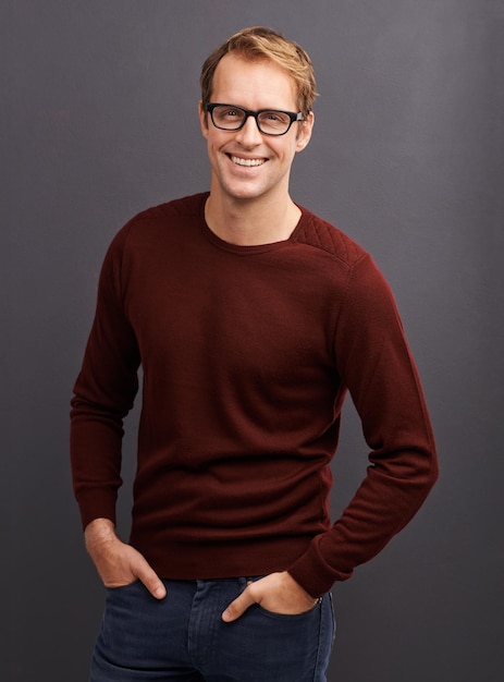 A great autumn look A studio portrait of a handsome man wearing glasses