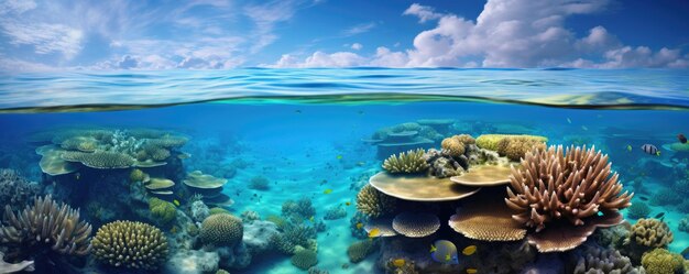 Foto grande barriera corallina costa australiana l'oceano blu corallo queensland generativo ai