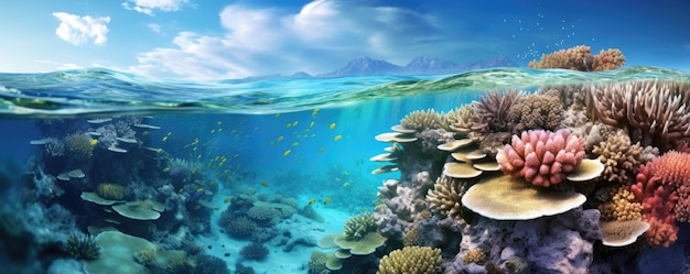 Great barrier reef australia coastilne Blue ocean coral queensland Generative ai