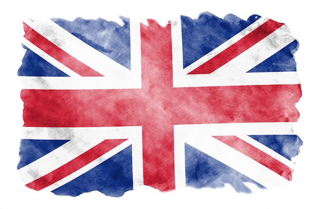 Photo great britain flag  is depicted in liquid watercolor style isolated on white