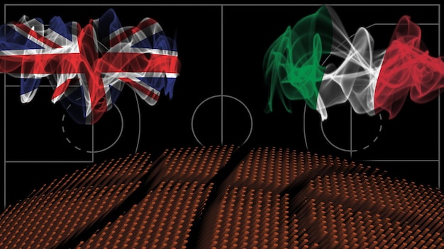 Великобритания против Италии Баскетбол, дымовой флаг, спортивная игра