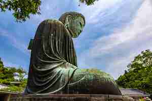 Photo great buddha statue of kotuku-in temple in kamakura, japan