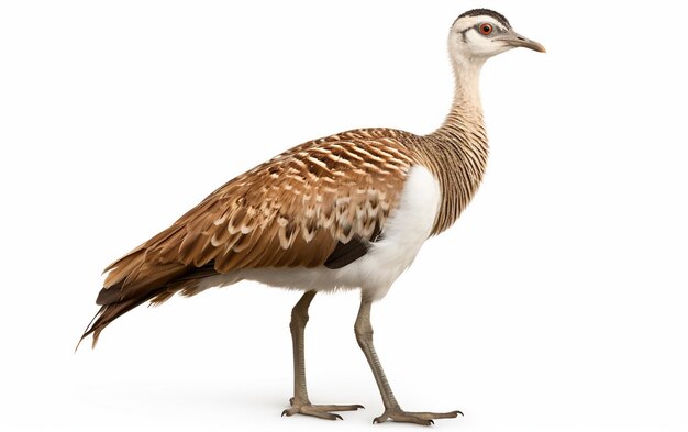 The Great Bustard Soaring in Glory Isolated on White Background