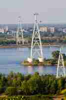 Photo great cableway across the river volga in nizhny novgorod in russia