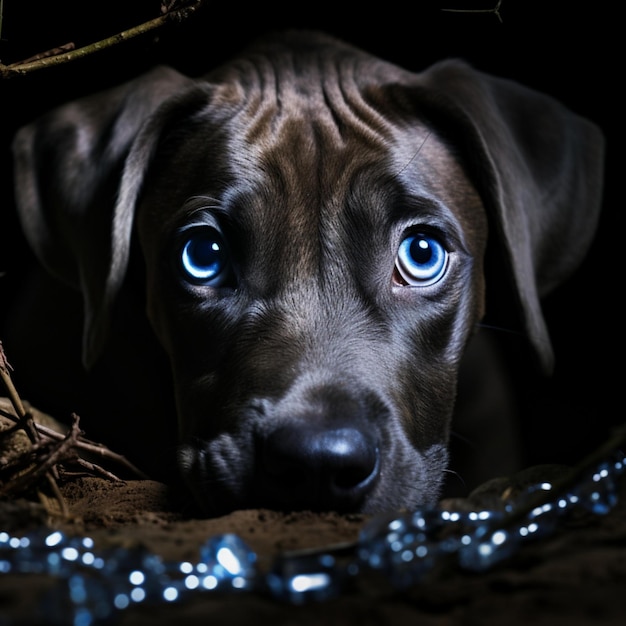 Photo great dane against black background