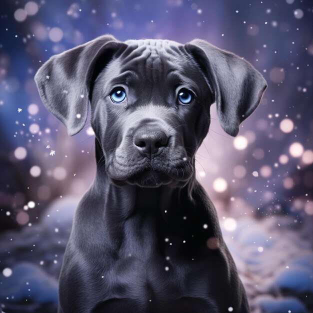 Great Dane against purple background