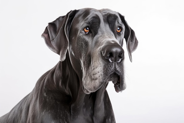 Great Dane Dog On White Background Generative AI