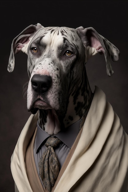 Great Dane in historic costume