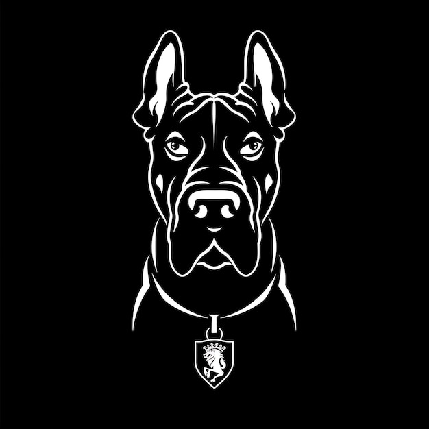 Photo great dane icon noble dog face with a square jaw and a majes concept idea design simple minimal art