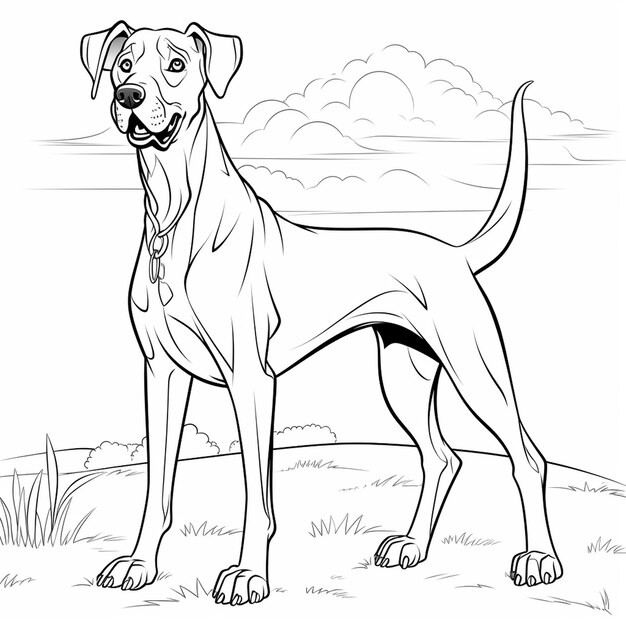 Premium AI Image | Great Dane Mix cute kawaii hand drawn flat coloring ...