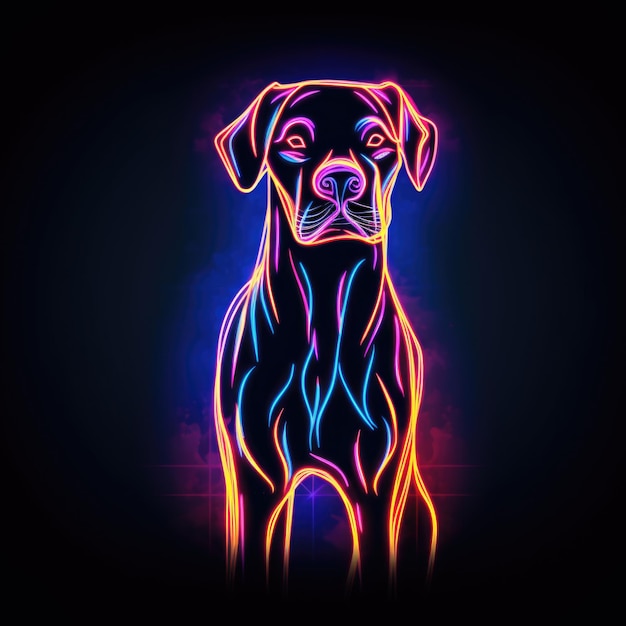 Great dane Neon outline icon with a light effect