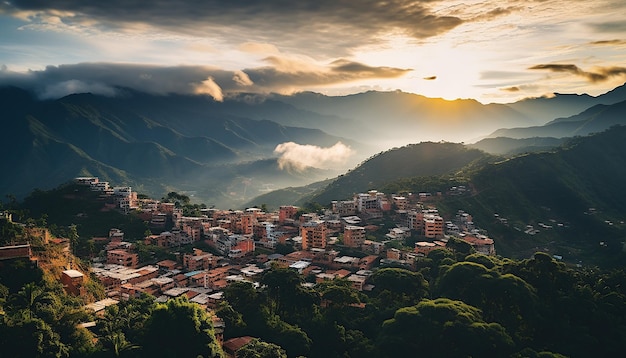 A great geographic shot of Colombia best view from drone at the sunrise Realistic textures and deta