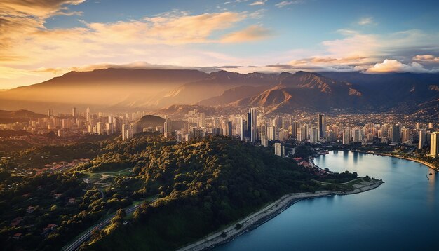 A great geographic shot of Colombia best view from drone at the sunrise Realistic textures and deta