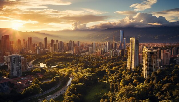 A great geographic shot of Colombia best view from drone at the sunrise Realistic textures and deta