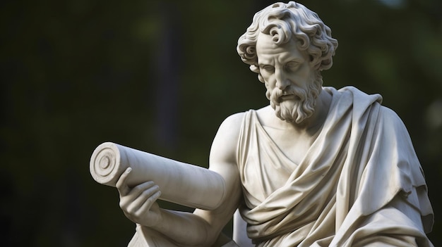 The great Greek philosopher holding a scroll AI generated