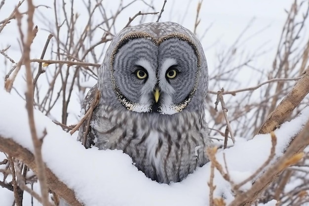 great grey owl is playing