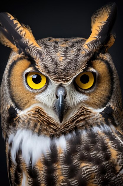Great horned owl close up